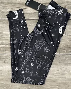 BlackMilk Leggings Forest Spooky Erie Trees Wolves Owl Bats Size Large NWT - Picture 1 of 8