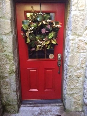 Frontgate Grandinroad Autumn Harvest Thanksgiving Magnolia Pinecones Wreath 28" - Image 1 of 4