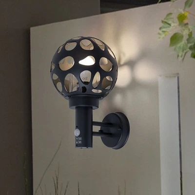 Wand Lampe anthrazit Garten Hof Außen Kugel Strahler Leuchte Bewegungsmelder - Bild 1 von 4