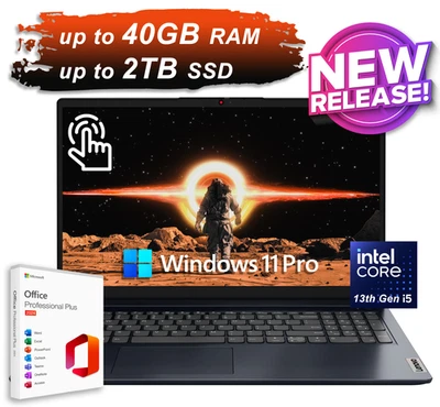 2025 Lenovo IdeaPad Laptop 15.6 Touch 10-Core Intel i5 Upto 40GB RAM 2TB SSD Pro - Image 1 of 4