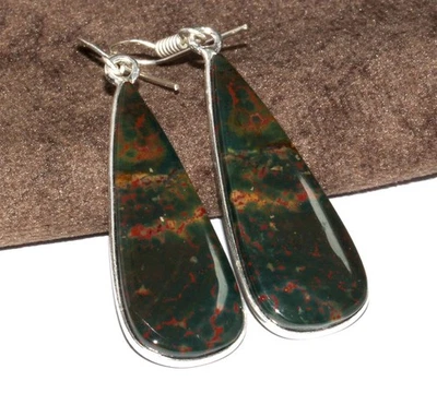 925 镀银优雅血石民族耳环珠宝首饰尺寸 2.3 GW — 第 1/3 张图片