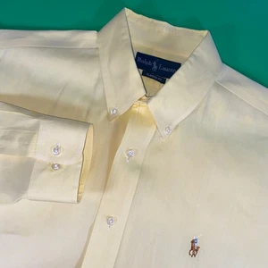 Ralph Lauren Mens Yellow Classic Fit Long Sleeve Button Down Shirt 16 1/2 - Picture 1 of 7