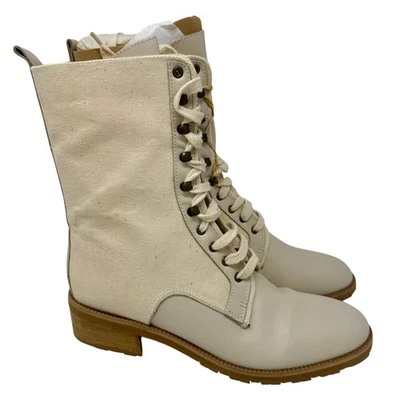 Botas De Colección Scruples Con Cordones Lona Cuero Marfil Estilo Combate Nuevas en Caja 9.0 *LEER* Foto 1 de 4