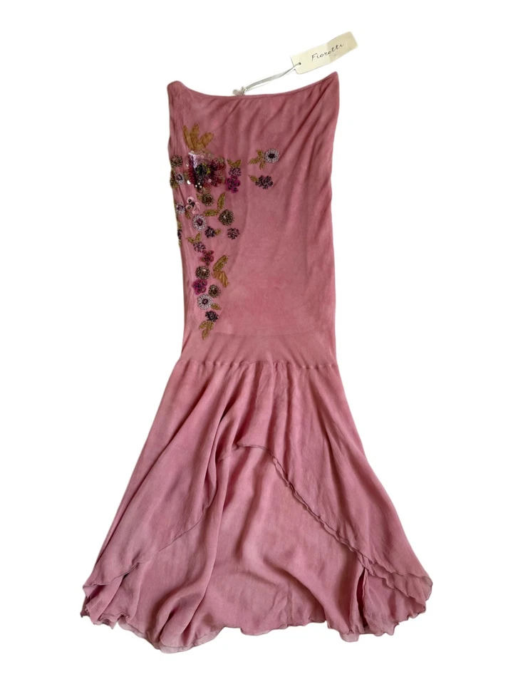 Italian Silk Pink Floral Embellished Fishtail Skirt S - Image 1 of 4