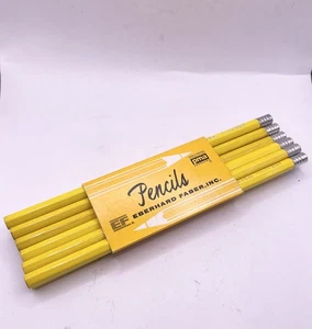 Vintage Eberhard Faber Colorbrite Giallo Punta Cromata Legno Clinched Confezione da 12 NOS - Foto 1 di 3
