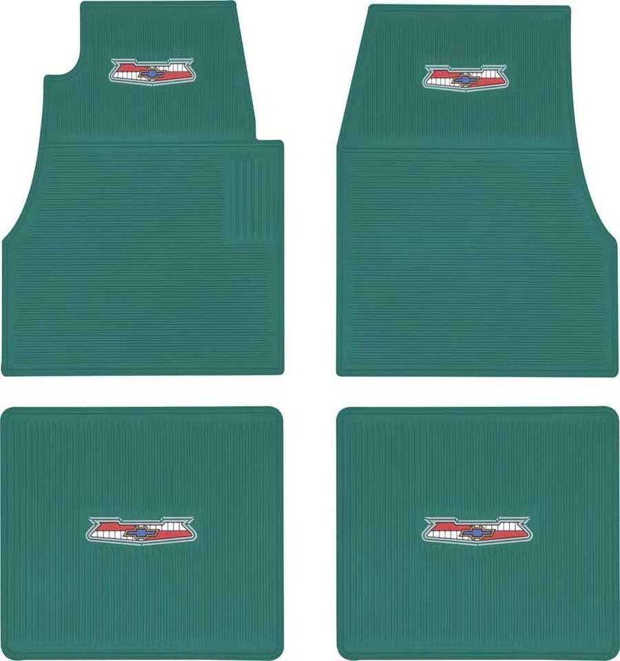 OER 4 Piece Dark Green Rubber Floor Mat Set 1955-1957 Chevy Bel Air Nomad 210 - Image 1 of 1