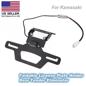 Foldable License Plate Holder Rear Fender Eliminator For Kawasaki Z400 Ninja 400 - Picture 1 of 24