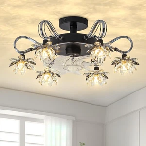 22 Inch Fandelier Ceiling Fan with Light Crystal Chandelier Ceiling Fan with ... - Picture 1 of 9