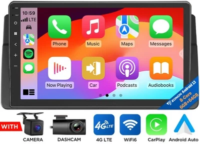 Radio estéreo GPS Carplay 6+64G para BMW E46 Serie 3 318 320 325 M3 9" Android 13 Foto 1 de 4