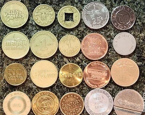 Lot Of 20-Lot#205 Vintage & Antique TOKENS of all types and maybe a casino chip. - Picture 1 of 4
