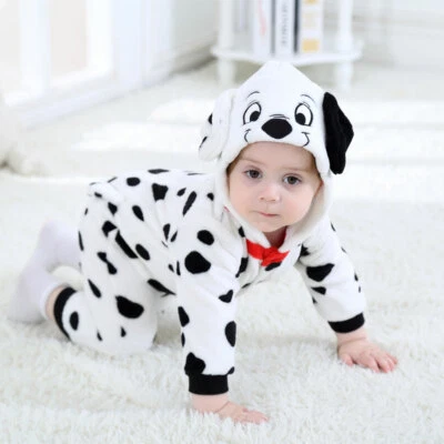 Baby Dalmatians Spotty Dog Costume Kigurumi Cartoon Animal Romper Infant Toddler - Image 1 of 4