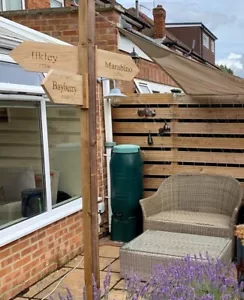 SIGNO PUNTERO ROBLE DOBLE CARA GRABADO CON TU ELECCIÓN DE PALABRAS AÑADIR A TU POST - Imagen 1 de 2