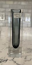 Vintage Murano Sommerso Gray Clear Vase w/ Label MCM Art Glass Signed, Italy