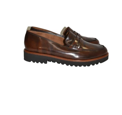 $500 PAUL GREEN Jordan Puntera Almendra Mocasines CUERO LISO MARRÓN 11 (TD11) Foto 1 de 4