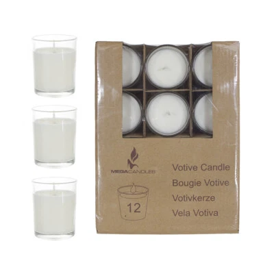 Mega velas - Velas contenedor de vidrio votivo sin perfume - Blanco, Juego de 12  Foto 1 de 3