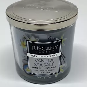 Tuscany Vanilla Sea Salt Sweet Ocean Breeze Jar Candle 14oz 3 Wick - Picture 1 of 9
