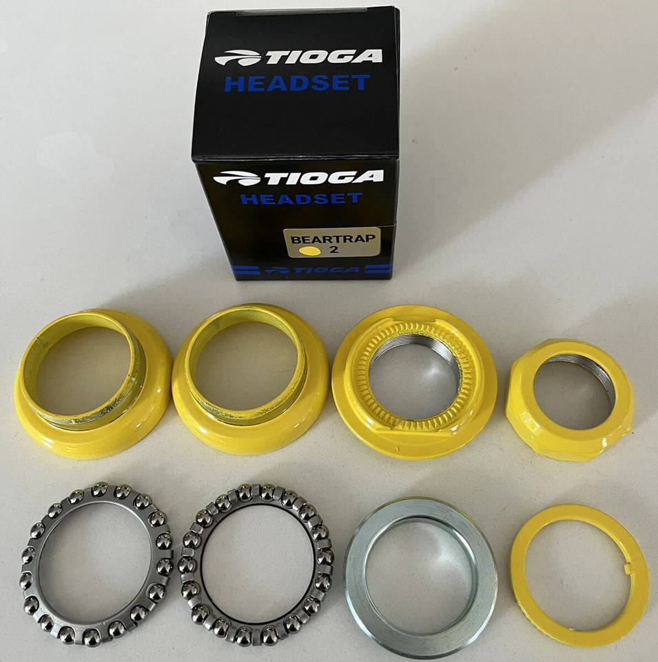 OLD SCHOOL BMX TIOGA BEARTRAP 2 HEADSET YELLOW 1" threaded NEW tange gt - Image 1 of 1