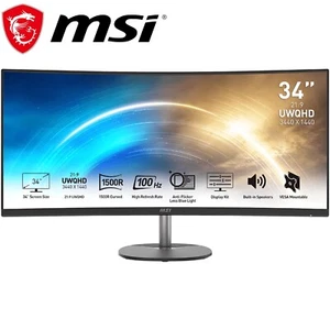 MSI 34" Monitor PRO MP341CQ UWQHD 3440 x 1440 100Hz VA 4ms FreeSync Curved Black - Picture 1 of 10