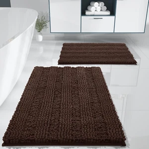 Washable Bathroom Rugs Sets 2 Piece, Non Slip Quick Dry Absorbent Bath Mat Set, - Picture 1 of 12