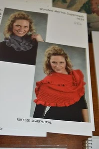 Plymouth Knitting Pattern 1939 Ruffle Scarf Shawl - Picture 1 of 1