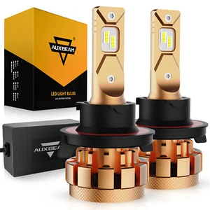 AUXBEAM H13 9008 LED Headlight Bulbs High Low Dual Beam 90W 20000LM CANBUS White - Picture 1 of 22