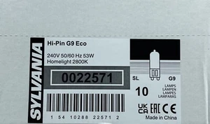 Caja de 10 x Cápsula Halógena Sylvania 53W G9 Masiva 770lm 240 Voltios - Imagen 1 de 3