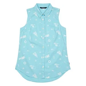 POLER de Mujer Camisa Botón Up Búho de Tanque sin Mangas Blusa de Manga Corta - Imagen 1 de 1
