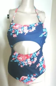 COCOSHIP Blumenmuster ausgeschnitten Bandeau abnehmbare Pads einteiliger Badeanzug Größe Large - Bild 1 von 9