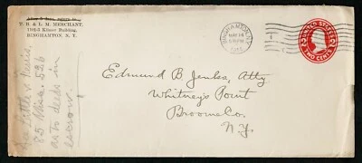 US 1907 #U411 - 2c Carmine #10 Stamped Envelope Advertising Cover Used - Image 1 of 2