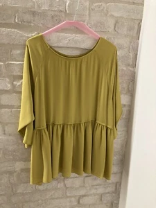 Blusa Maglia Oversize Seta Carla G. Tg.40 Acero Giallo Lime Oro Nuova Bnwt - Foto 1 di 12