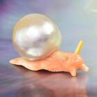 South Sea Baroque Pearl & Carved Apricot Syrix Trumpet Shell Snail Design 5.80 g