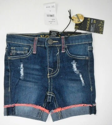 Bermudas de jean Vigoss VGold para niñas desgastadas con puños cintura ajustable 3T $24 Foto 1 de 2