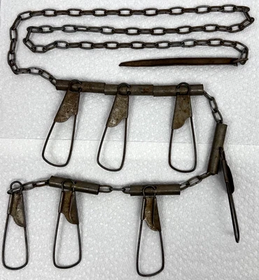 Corda per pesci a catena in metallo vintage 7 clip ad anello a scatto - Immagine 1 di 4