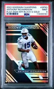 2022 Upper Deck Goodwin Platinum Rookie Anthony Richardson Black Gold /50 PSA 9 - Bild 1 von 2
