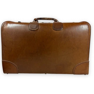 VTG MCM Belting Leather Garment Suitcase Brown Presto Lock Jordans Luggage USA - Image 1 of 4