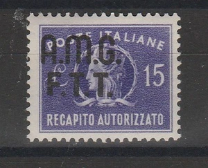 1949 TRIESTE A DIRECCIÓN AUTORIZADA LIRE 15 VIOLETA 1 VALOR MNH MF91645 - Imagen 1 de 1