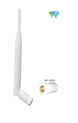 dualband 2.4&5.0GHz Wi-Fi Antenne 5dBi/20cm/White/RP-SMA e.g. WiFi 5/6 Router - Bild 1 von 4