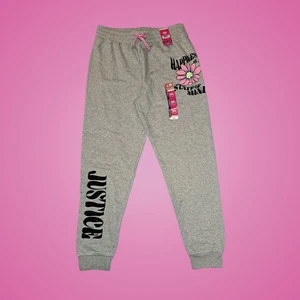 Girls Gray Justice Happiness Flower Fleece Jogger Pants XL 16-18 Plus - Picture 1 of 6