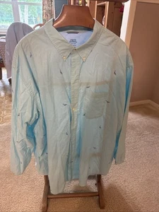Izod Salzwasser Hemd Herren 4XL Relaxed Fit blau mit bestickten Walen / Baumwolle - Bild 1 von 6