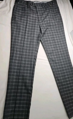 Xadrez Park Avenue 32 Super Slim Fit cintura média fina tornozelo e joelho cinza  - Imagem 1 de 4