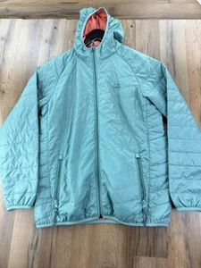 LL Bean Girls L 14-16 Primaloft Green Packaway Hooded Puffer Jacket Coat - Picture 1 of 7