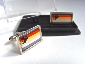 BEAR BROTHERHOOD FLAG LGBT MOVEMENT GAY PRIDE FLAG MENS CUFFLINKS GIFT - Picture 1 of 2