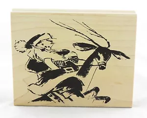 Weihnachtsmann und Rentier Skizze Holz montiert Stempel Tim Holtz NEU Weihnachtsmann Schlitten - Bild 1 von 1
