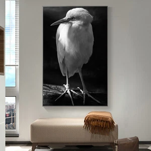 Art Silk Canvas Poster Bird Black White Animal Paint Wall Print Decor S794 - Picture 1 of 7