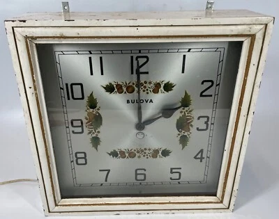 Vintage 16" BULOVA Wood Case Electric Corded Farmhouse Wall Clock FOR PARTS - Image 1 of 4