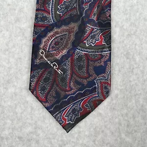 Vintage OSCAR DE LA RENTA Mens Necktie Bold Watercolor Paisley MADE IN USA Silk - Picture 1 of 7