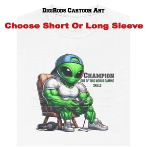 Camiseta Alien Gaming Champion Out Of World Videojuego Habilidades DigiRods Dibujos Animados - Imagen 1 de 7
