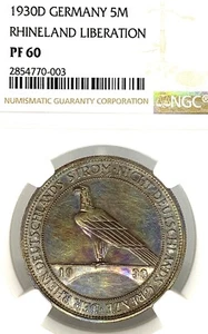 Germany, Weimar Republic, 1930 D, 5 Mark, Liberation, Thaler, NGC PF 60, PP RARE - Picture 1 of 3