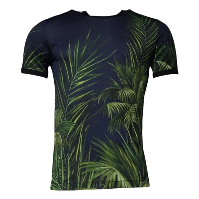 DOLCE & GABBANA T-shirt Blue Tree Print CrewNeck Short Sleeve IT46/US36/S 350usd - Image 1 of 4