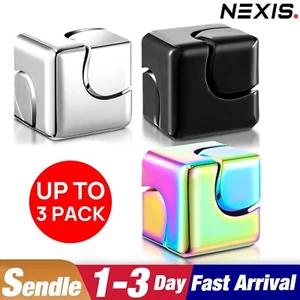 Aluminum Cube ADHD Hand Spinner Square Tri EDC Fidget EDC Toy Bearing Autism - Picture 1 of 13
